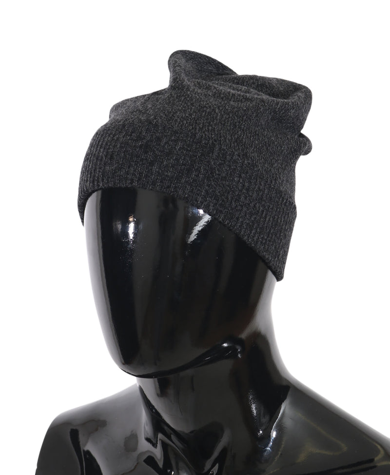 Gray Black Beanie Wool Knit Warm Winter Hat