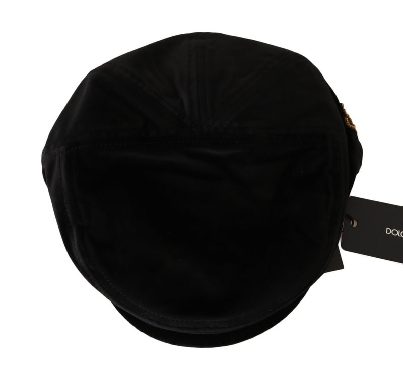 Black Velvet Copper Crown Logo Newsboy Cap