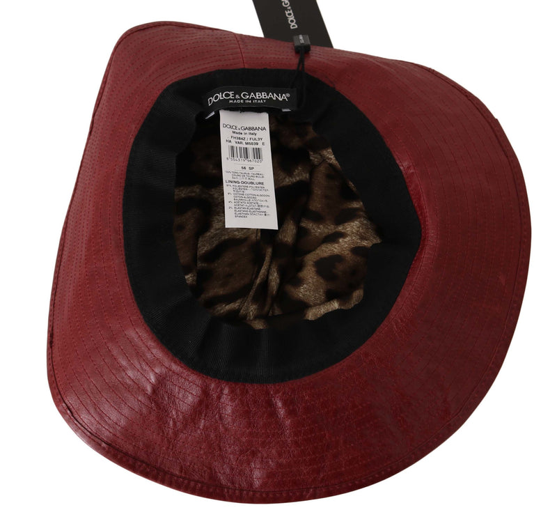 Bordeaux Leather Wide Brim Cowboy Crystal Hat