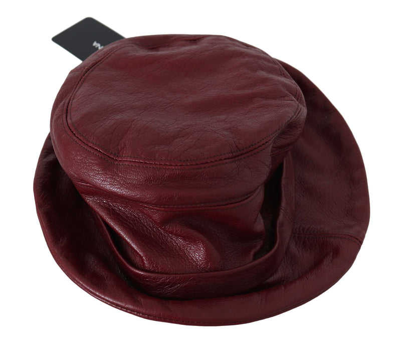 Bordeaux Soft Leather Boater Bucket Hat