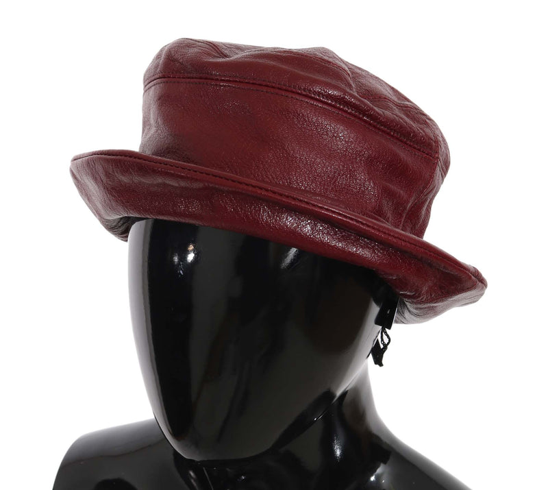 Bordeaux Soft Leather Boater Bucket Hat