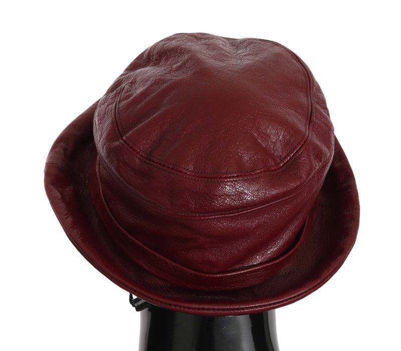 Bordeaux Soft Leather Boater Bucket Hat