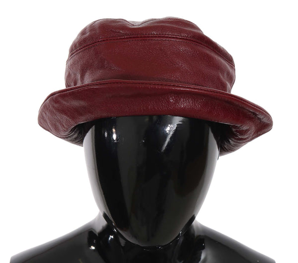 Bordeaux Soft Leather Boater Bucket Hat