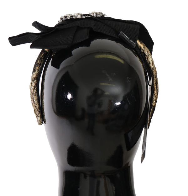Gold Crystal Jacquard Bow Diadem Headband