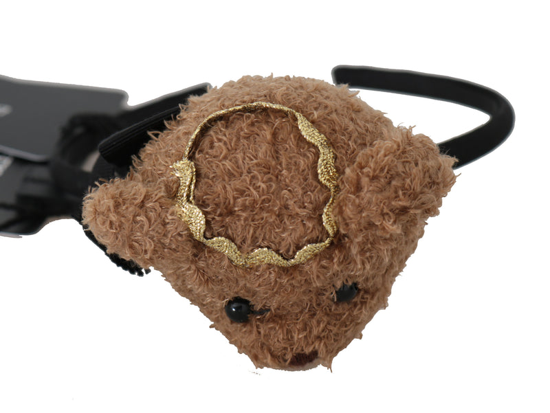 Black Diadem Brown Teddy Bear Gold Crown Tiara HairBand