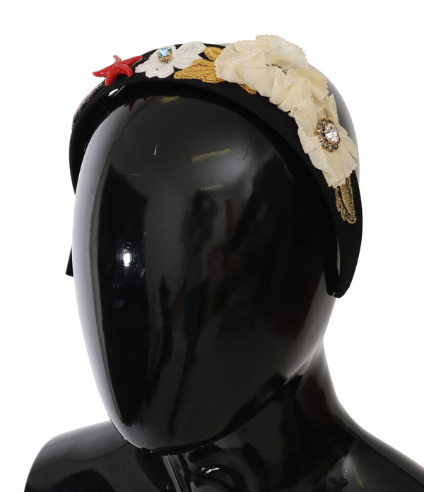 Black Crystal MARINA Floral Seastar Sequin Headband