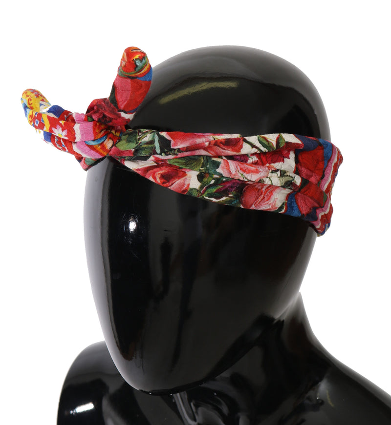 Red Cotton Silk Rose Carretto Print Headwrap