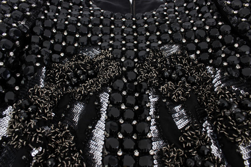 Black Crystal Silver Runway Handmade Dress