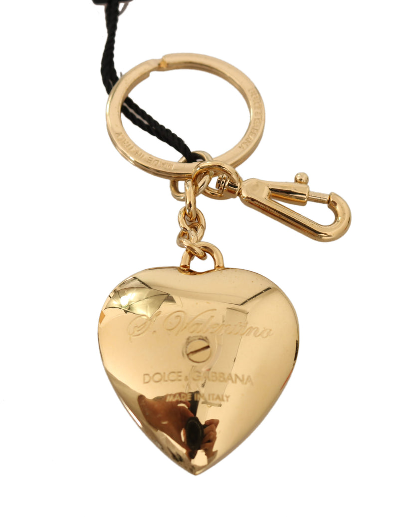 Gold Heart Brass Red Crystal Rose Keyring Keychain