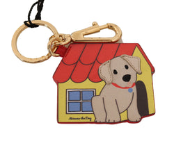 Gold Leather MIMMO THE DOG Clasp Keyring Keychain