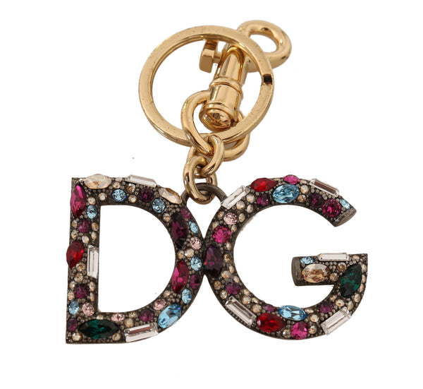 Purple Crystal Gold DG Logo Keyring Brass Keychain