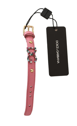 Pink Dauphine Leather Crystal DG Bracelet