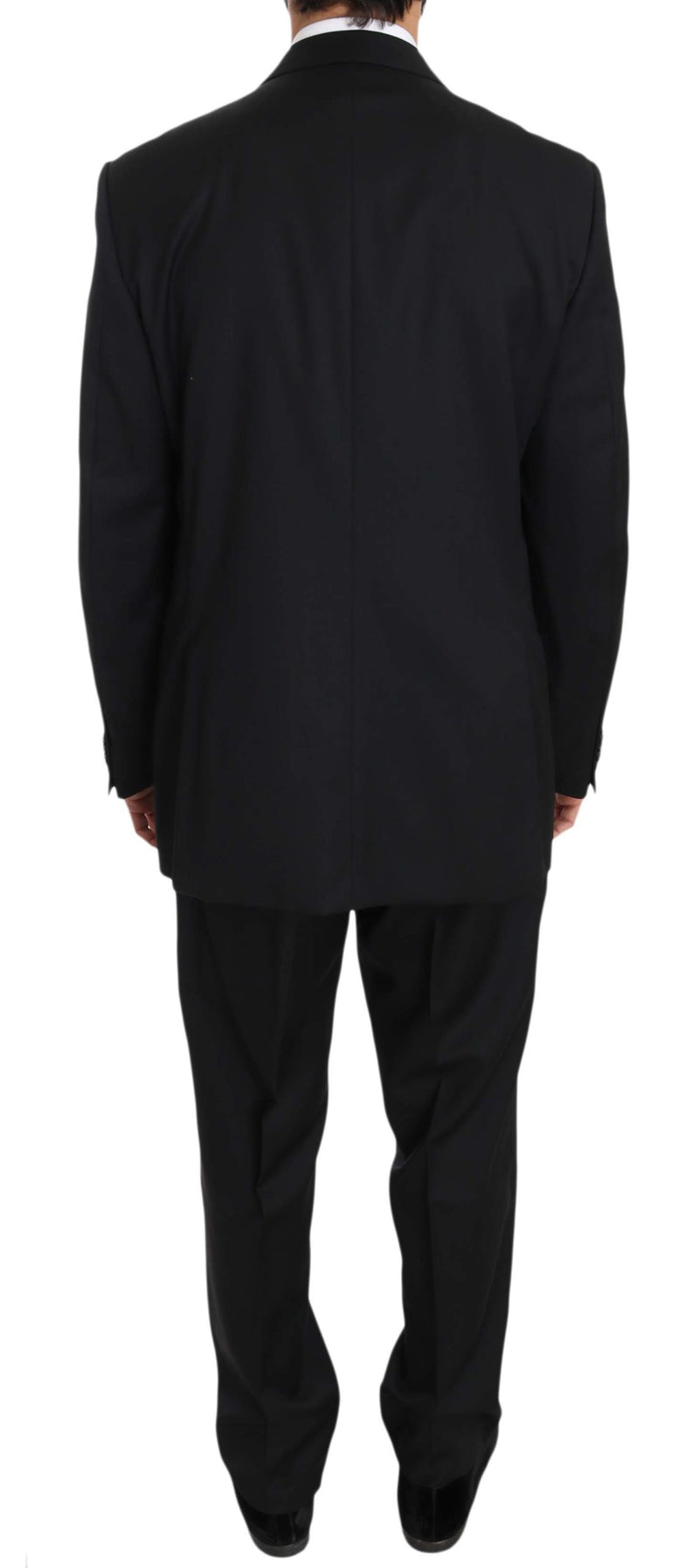 Black Two Piece 3 Button Wool Suit