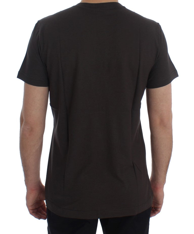 Crewneck 2015 Motive Print Dark Gray Cotton T-shirt