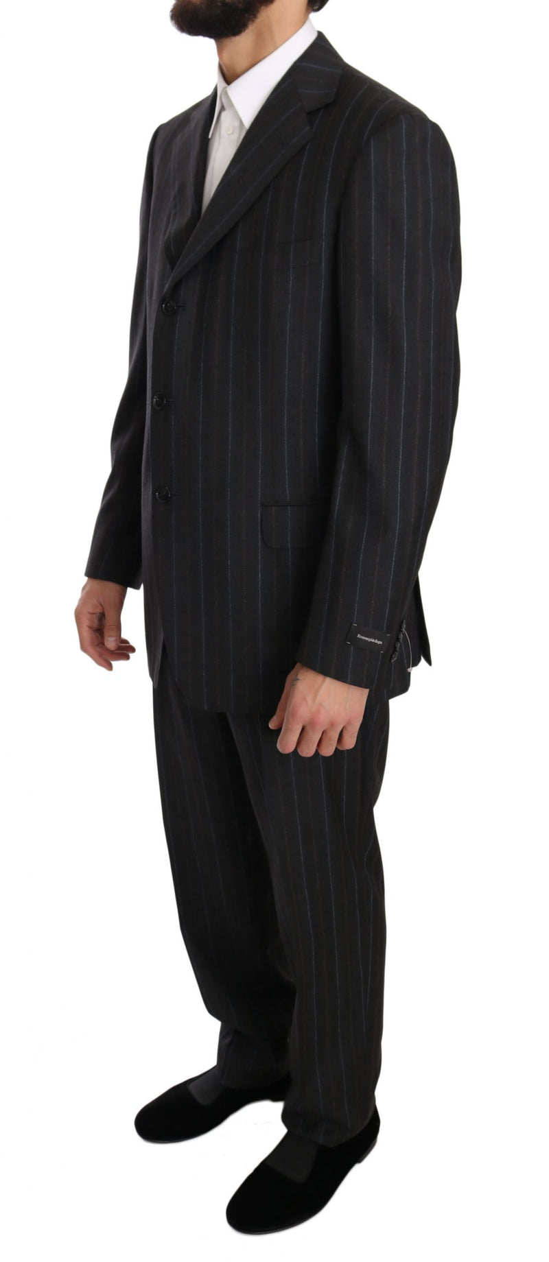 Gray Stripe Two Piece 3 Button Wool Suit