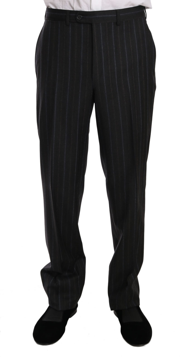 Gray Stripe Two Piece 3 Button Wool Suit