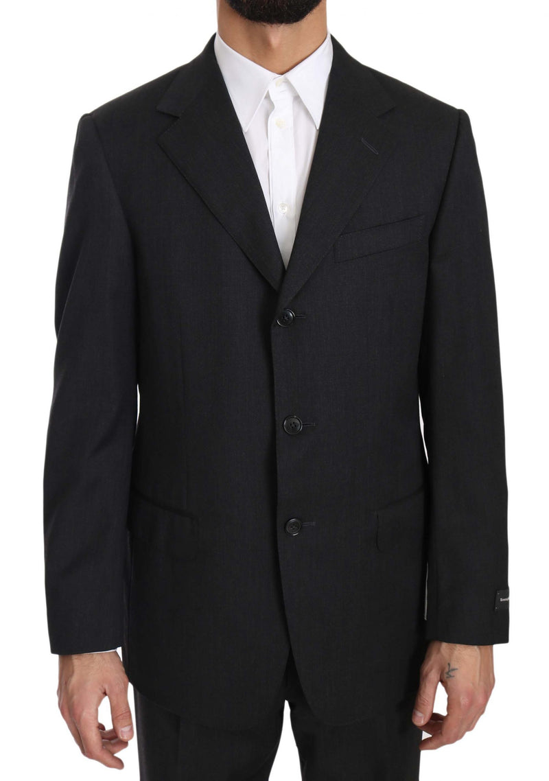 Dark Gray two Piece 3 Button Wool suit