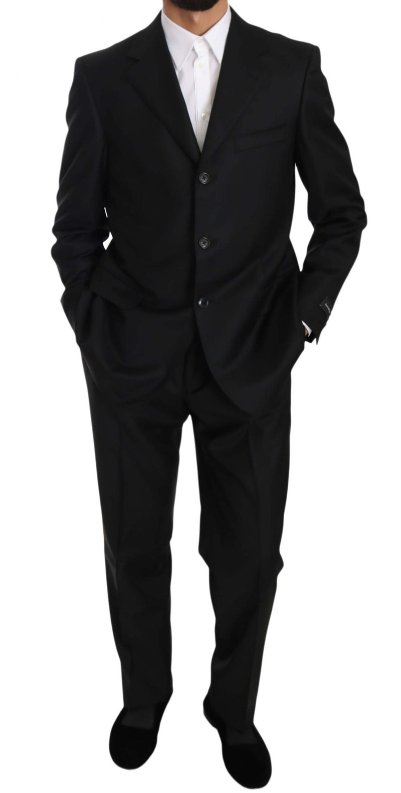 Black two Piece 3 Button Wool suit