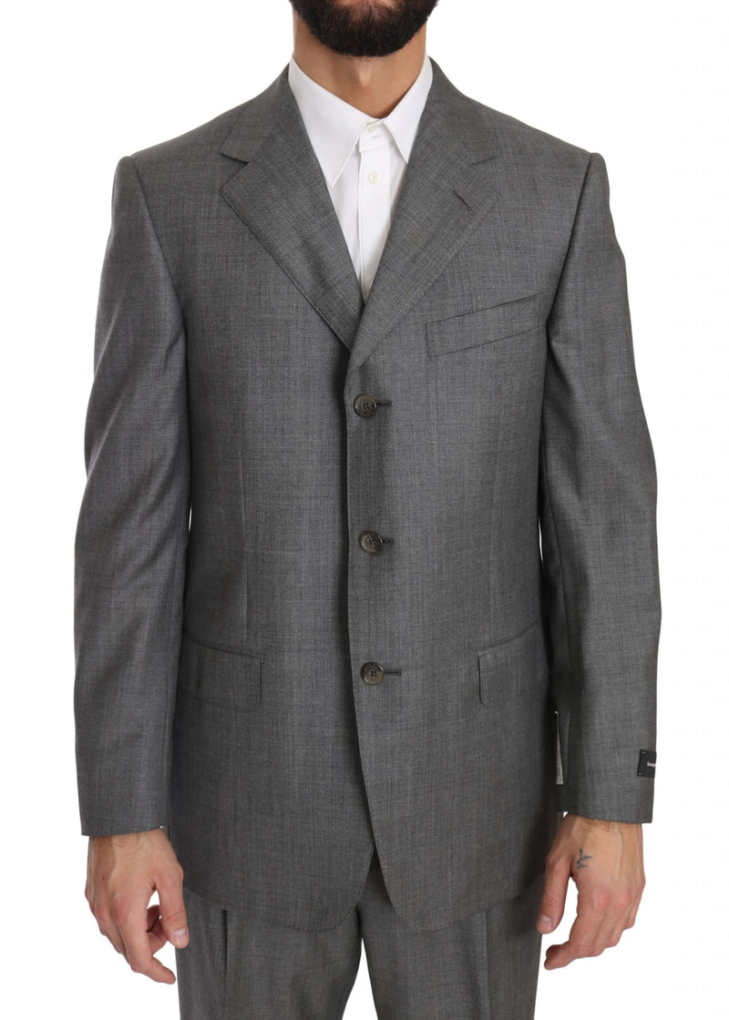 Gray two Piece 3 Button Wool suit