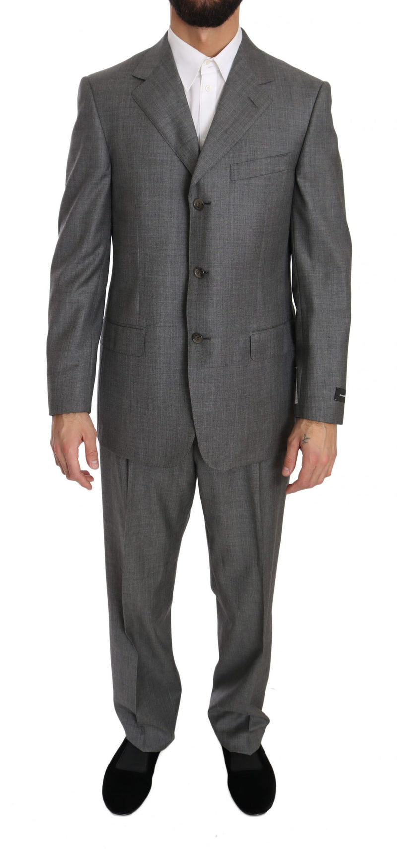 Gray two Piece 3 Button Wool suit