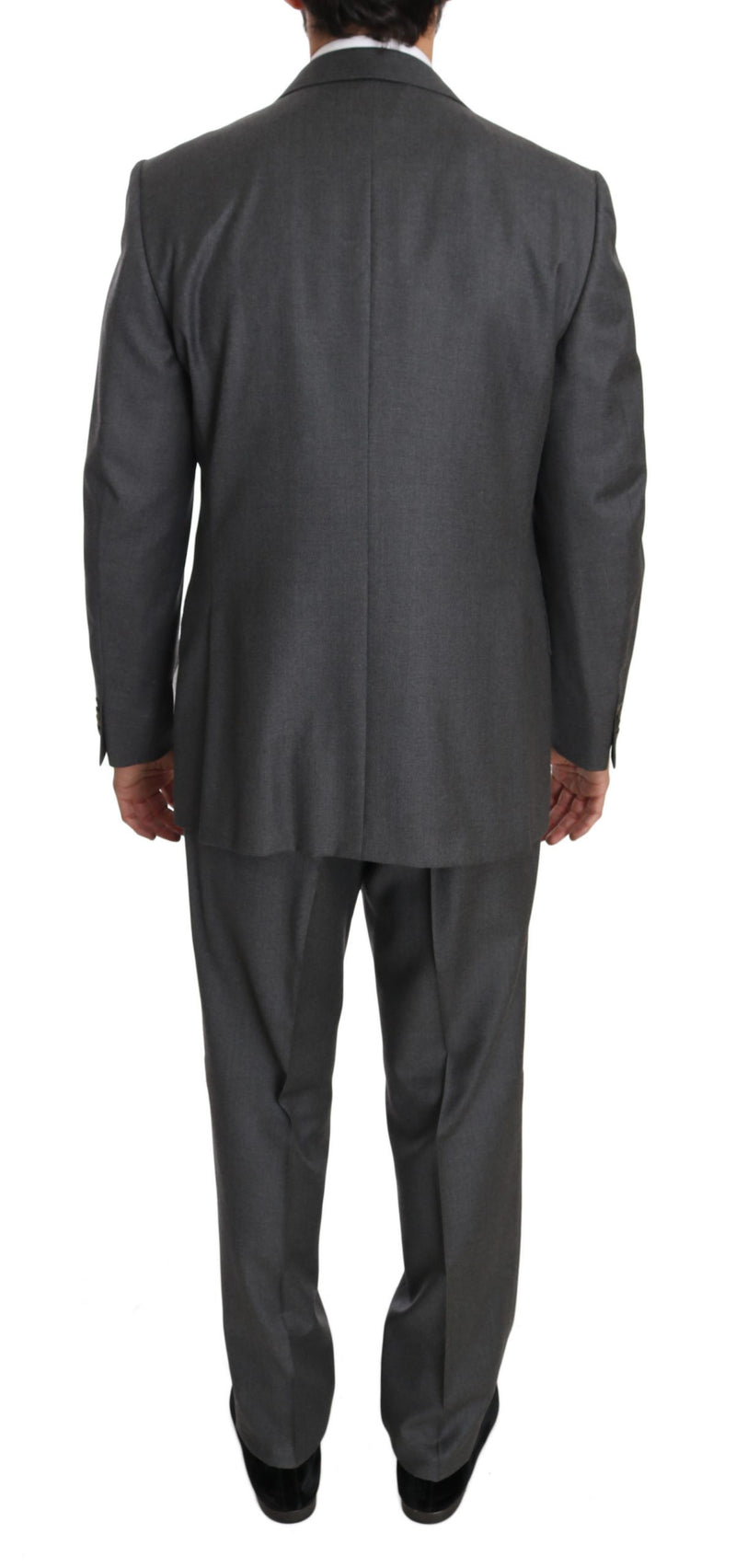 Gray Solid 2 Piece 3 Button Wool Suit