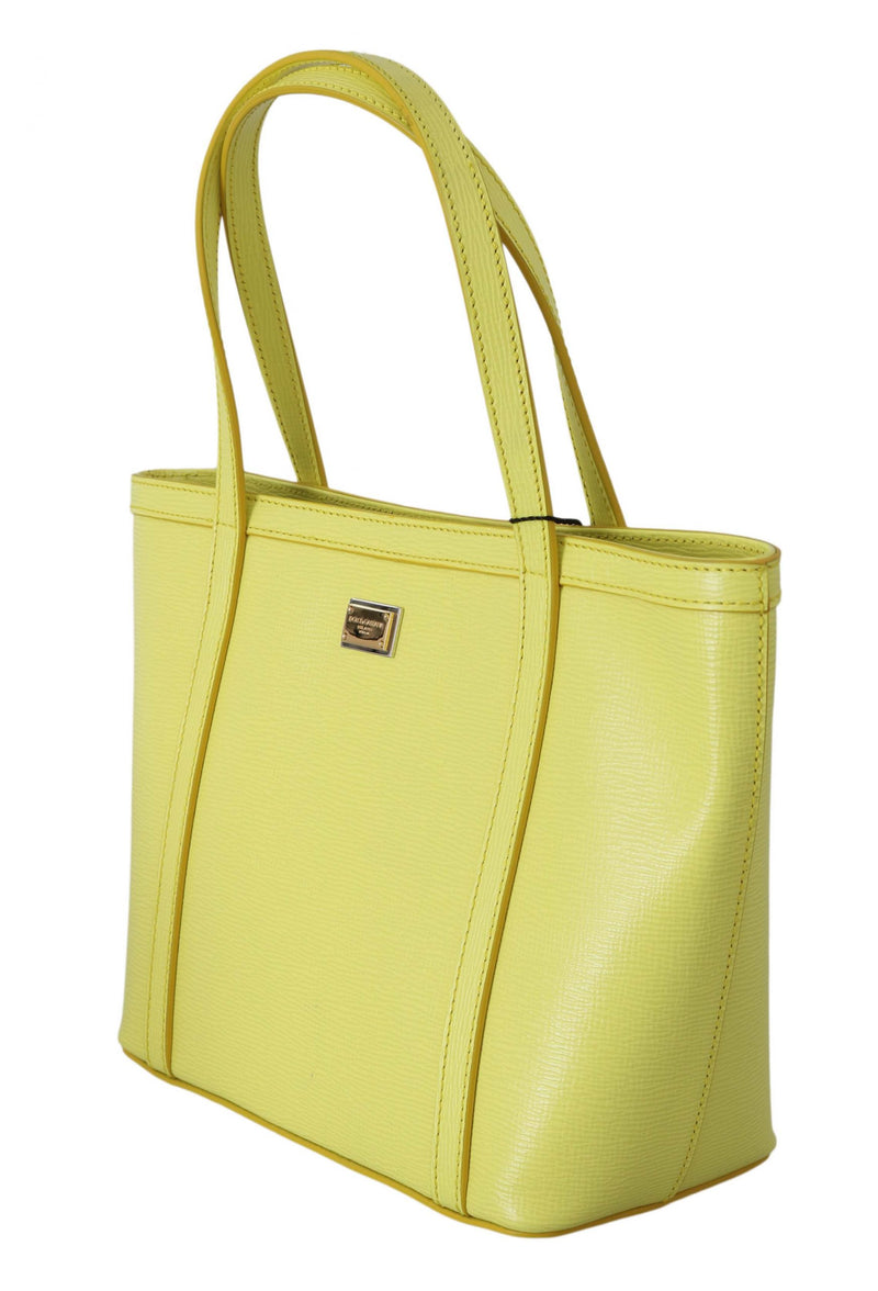 Yellow Leather  Shopping Hand Tote Borse Satchel