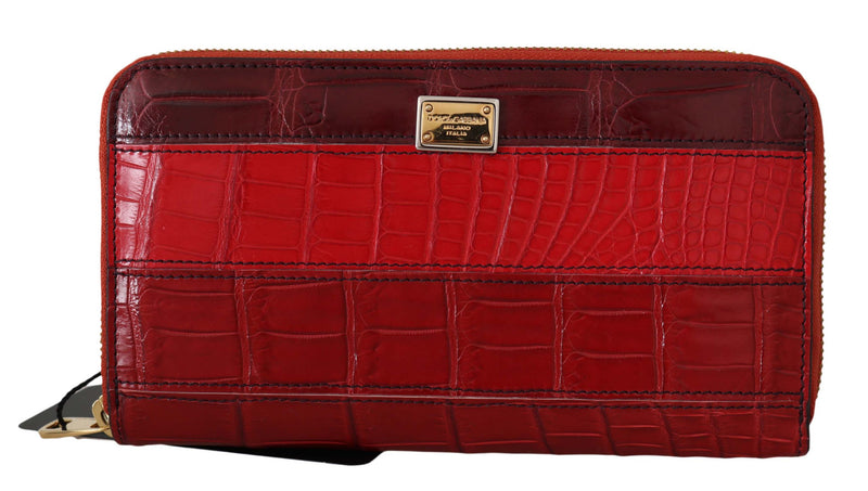 Bordeaux Crocodile Leather Continental Clutch Wallet