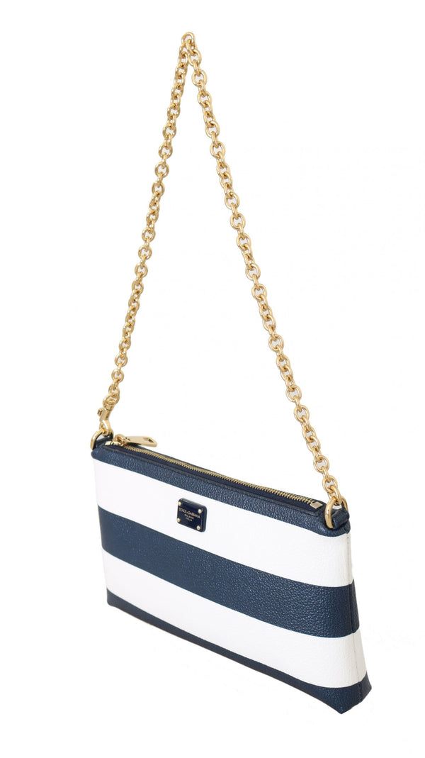 Blue White Striped Cross Body Microbag Clutch Bag