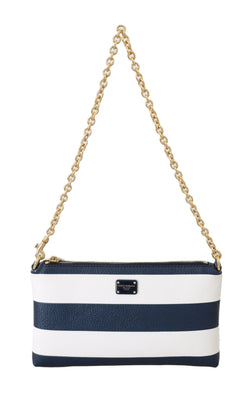 Blue White Striped Cross Body Microbag Clutch Bag