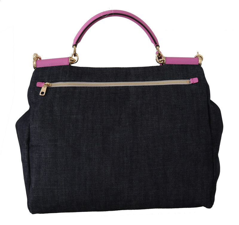 Blue and pink Denim Canvas Hand Shoulder Bag