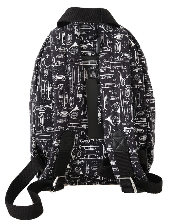 Blue Canvas Instrument Motive Print Mens Bag