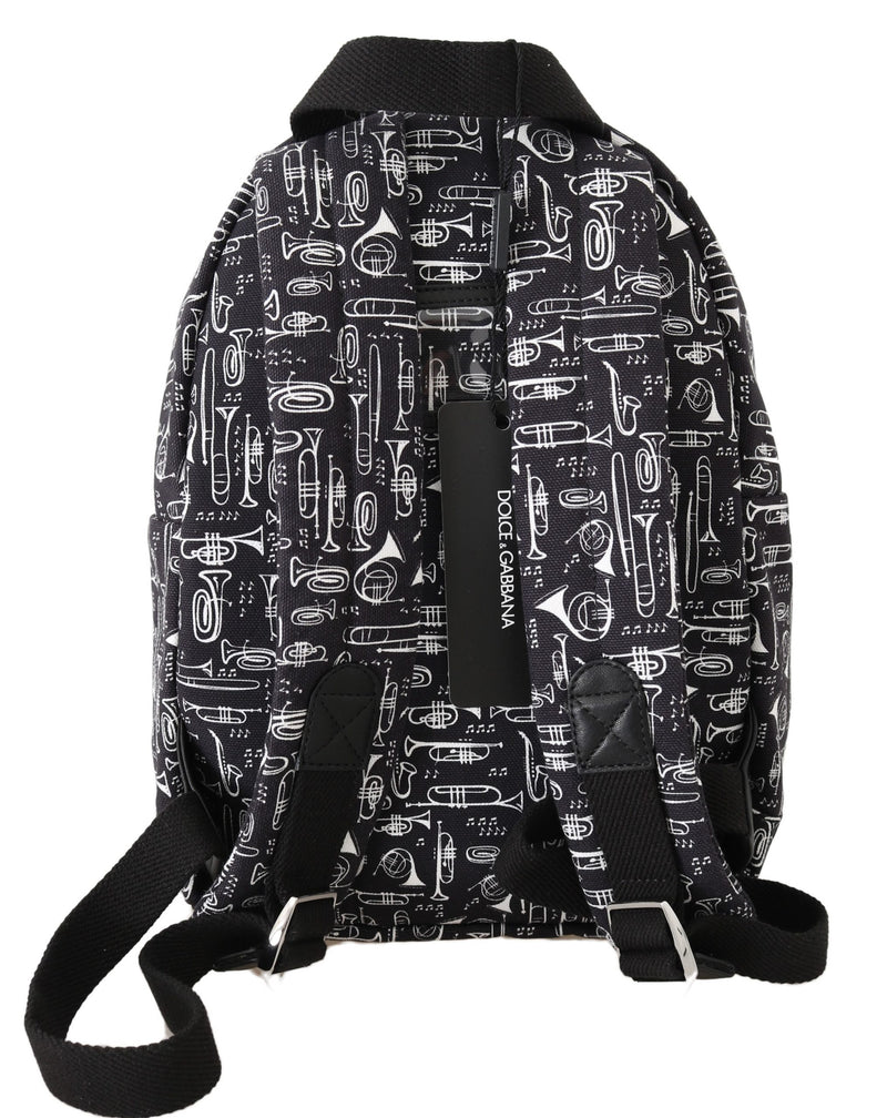 Blue Canvas Instrument Motive Print Mens Bag