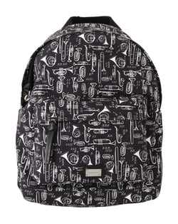 Blue Canvas Instrument Motive Print Mens Bag