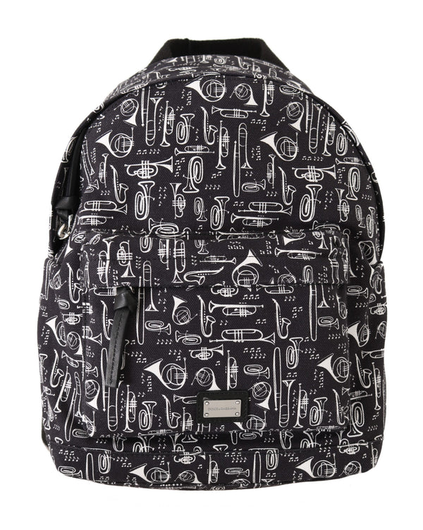Blue Canvas Instrument Motive Print Mens Bag