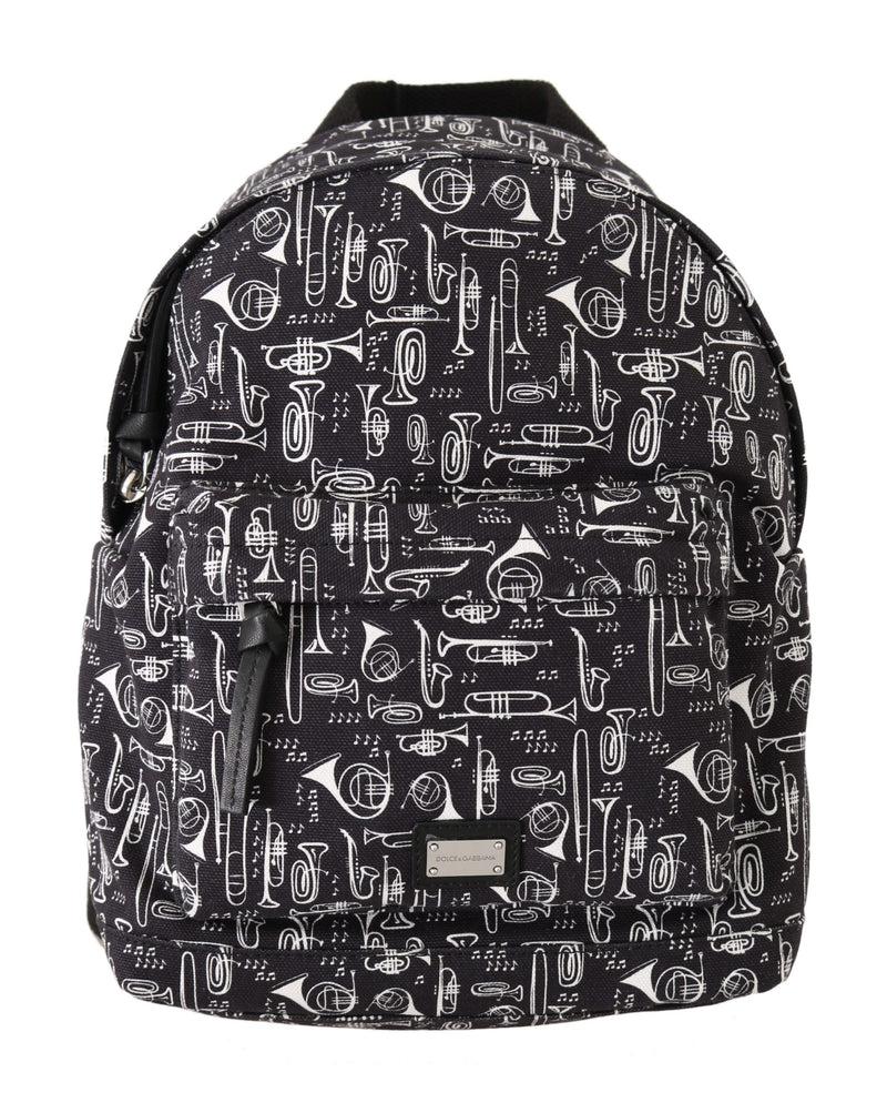 Blue Canvas Instrument Motive Print Mens Bag