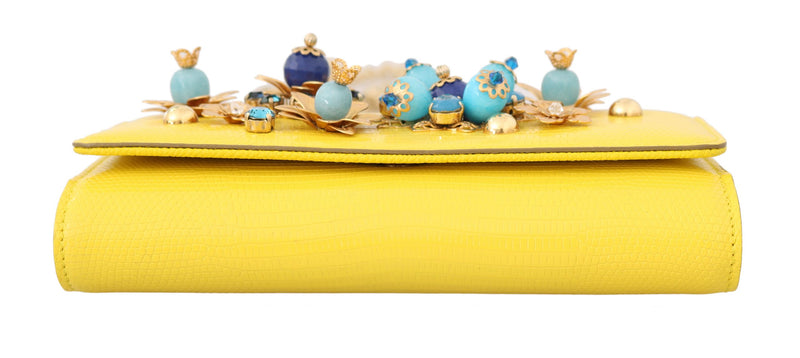 Yellow Sicily VON Crystal Embellished Leather Purse
