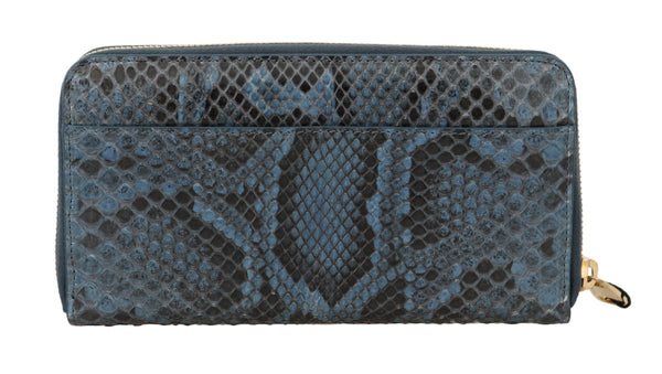 Blue Python Snakeskin Long Continental Clutch Wallet