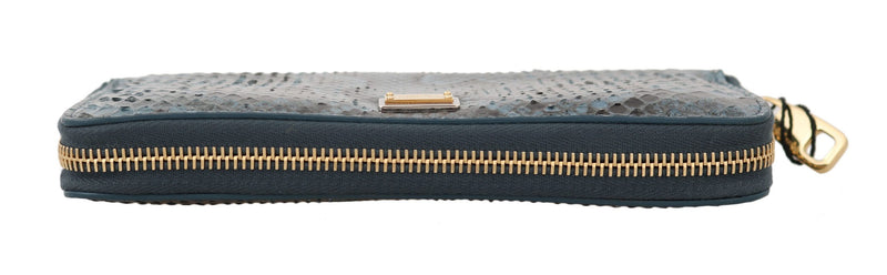 Blue Python Snakeskin Long Continental Clutch Wallet