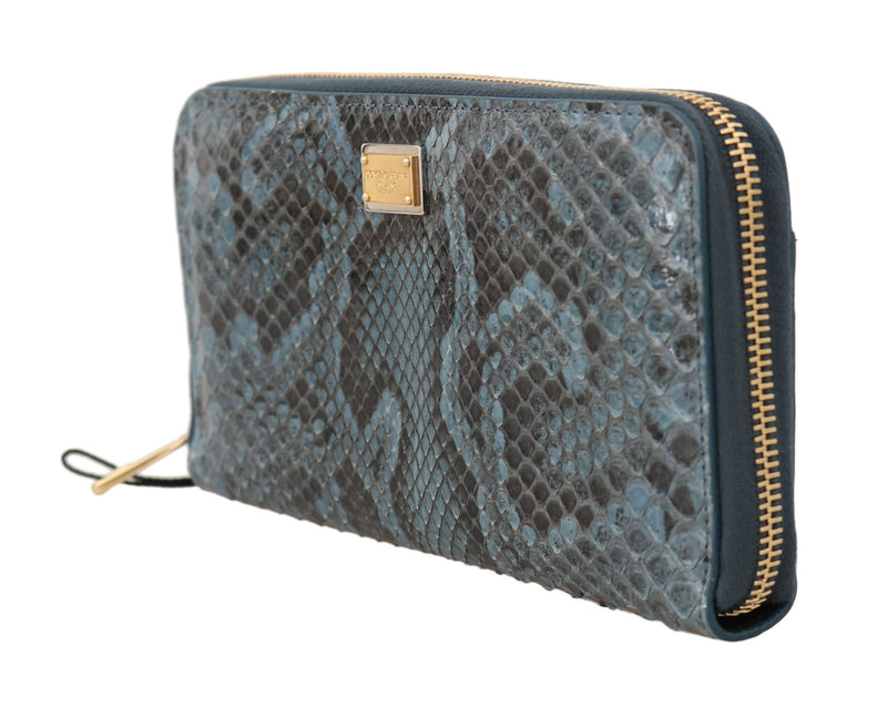 Blue Python Snakeskin Long Continental Clutch Wallet