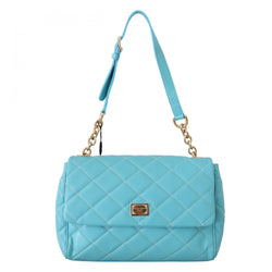 Blue Quilted Leather Hand Shoulder Satchel Purse