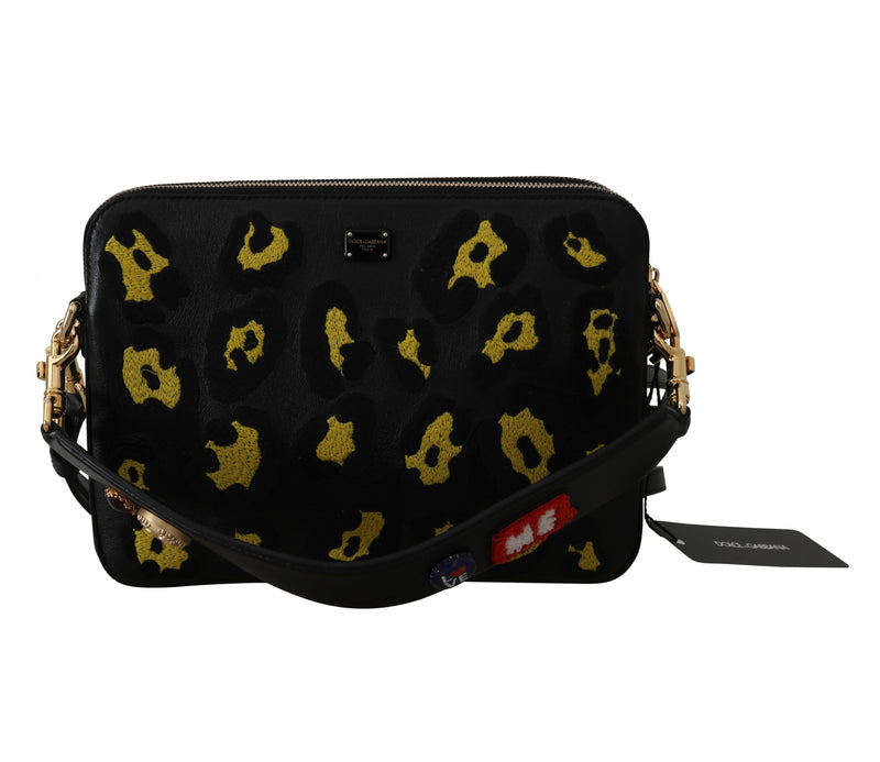 Black yellow Leopard Shoulder Purse