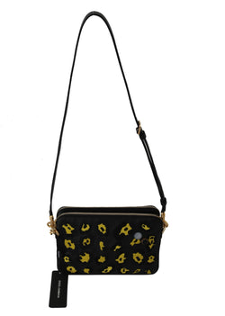 Black yellow Leopard Shoulder Purse