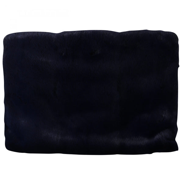 Blue Leather Mink Fur Clutch Handbag