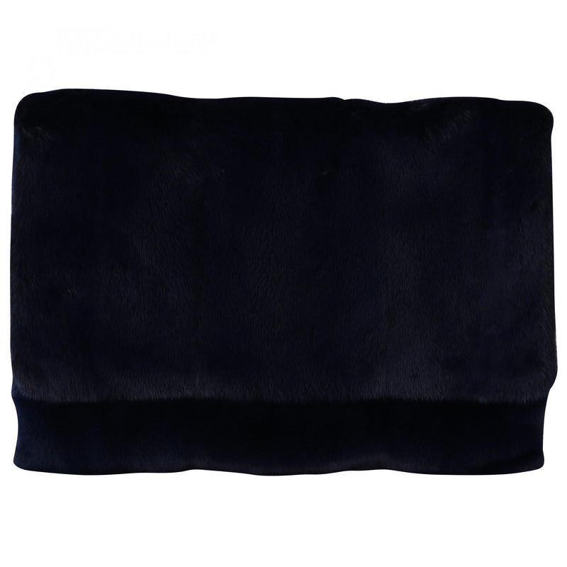 Blue Leather Mink Fur Clutch Handbag