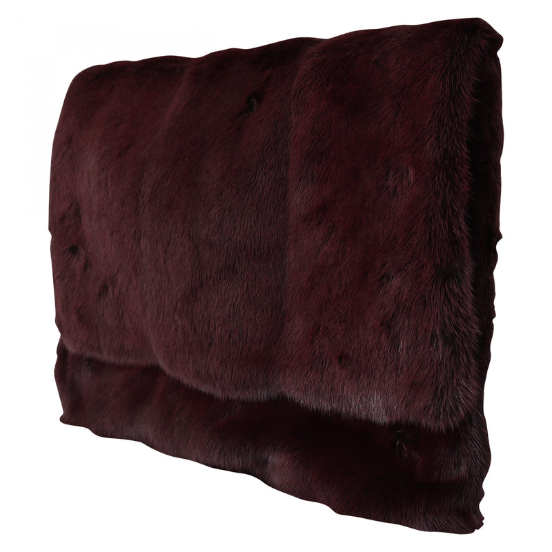 Bordeaux Leather Mink Fur Clutch Handbag