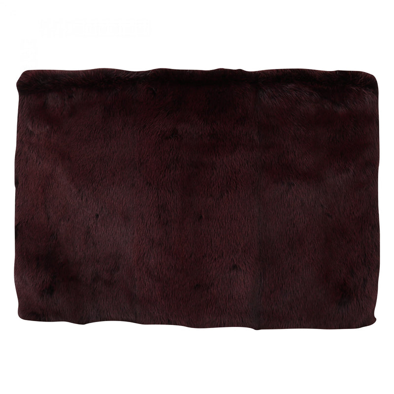 Bordeaux Leather Mink Fur Clutch Handbag