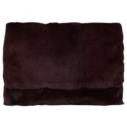 Bordeaux Leather Mink Fur Clutch Handbag