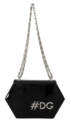 Black Patent Leather Hexagonal Shoulder Purse