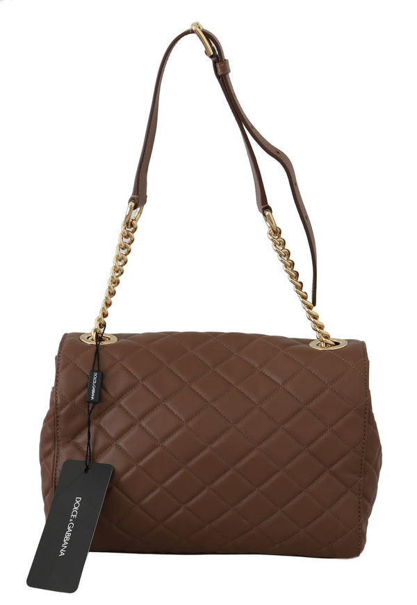 Brown Quilted Leather Hand Shoulder Satchel Purse