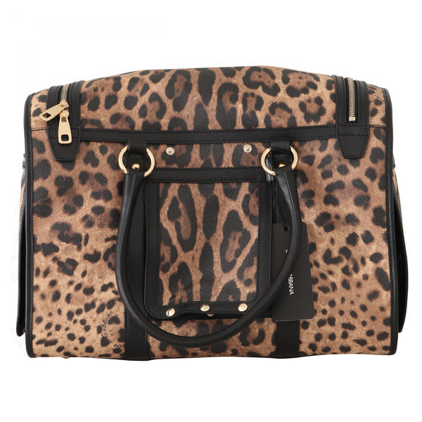 Black Brown Leopard Canvas Shoulder Pet Bag